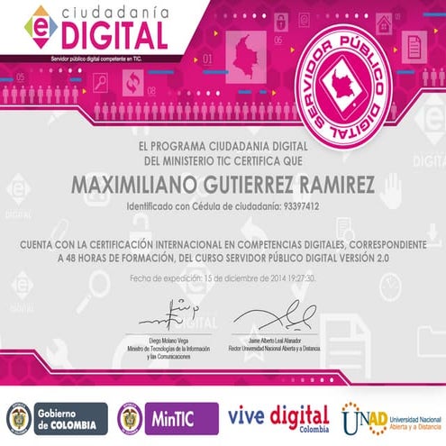 Certificacion ciudano digital, funcionario público