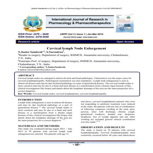Cervical lymph node enlargement | PDF