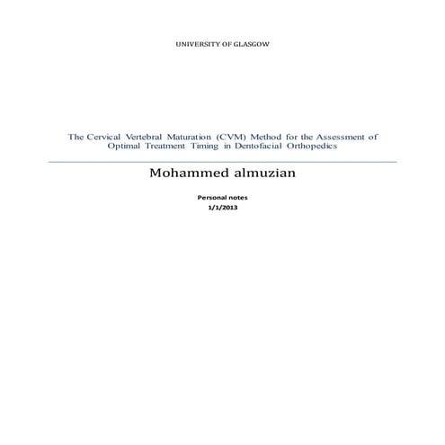 Cervical vertebral maturation (cvm) / for orthodontists by Almuzian