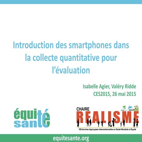 Introduction des smartphones dans la collecte quantitative pour l’évaluation