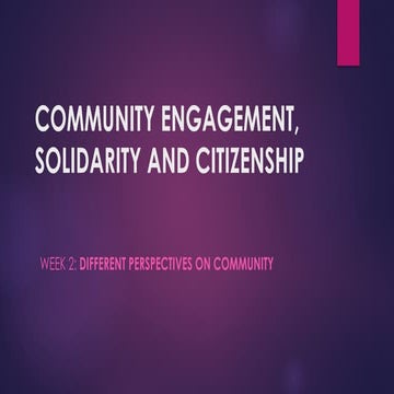 CESC-Week 2: Definition of Community Across Different Perspective | PPTX