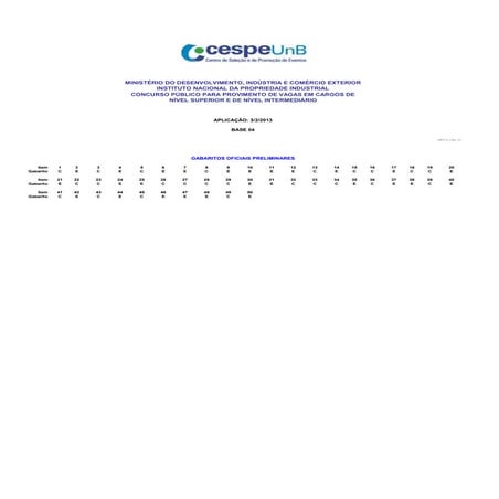 Cespe 2013 --inpi_-_nível_intermediário_-_gabarito_preli minar
