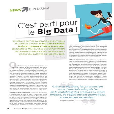 PHARMACIE D'OFFICINE : C'est parti pour le big data !