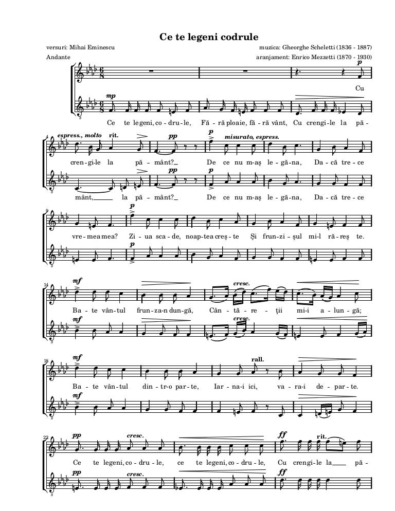 Ce Te Legeni Codrule Strofe Ce te legeni_codrule