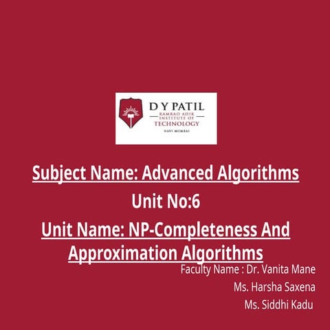 Approximation algorithms | PPTX