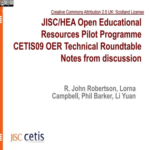 CETIS09 OER Technical Roundtable  