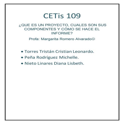 ¿QUE ES UN PROYECTO, CUALES SON SUS COMPONENTES Y CÓMO SE HACE EL INFORME?