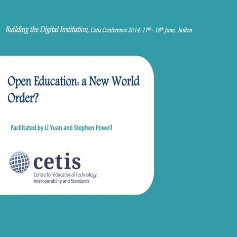 Li Yuan at Open Education session at the Cetis conference 2014