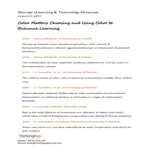 How colors affect Elearning | PPTX