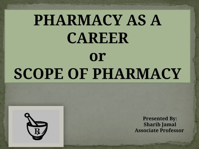Pharmacy as a career or Scope of Pharmacy