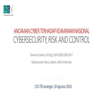 Ancaman cyber terhadap keamanan nasional   cybersecurityy risk and control - ...