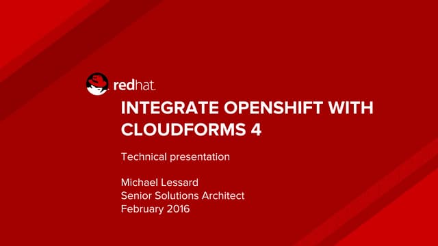 Integrate Openshift with Cloudforms