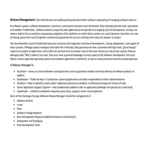 Release Management Description