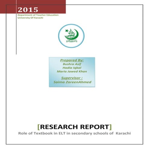Role of Textbook in ELT in secondary schools of  Karachi -Research Report Eng...