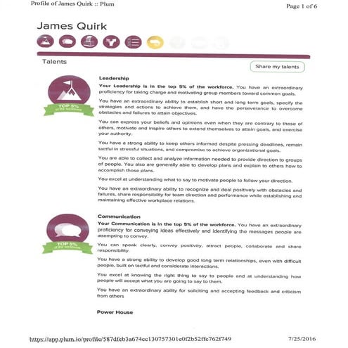 Personality Profile 2016