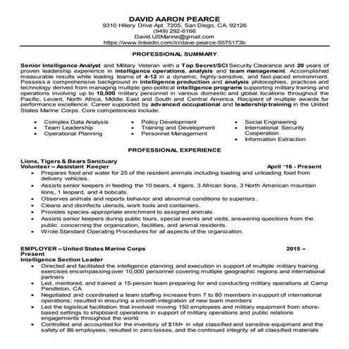 Pearce, David Resume