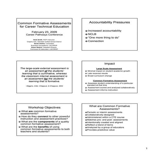Standards Based Assessment for the CTE Classroom