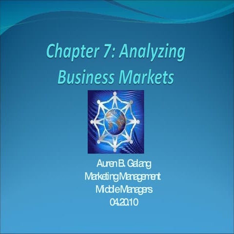 Business Markets (chapter 7)