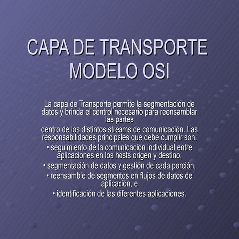 CAPA DE TRANSPORTE MODELO OSI
