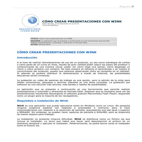 Cómo crear presentaciones con Wink