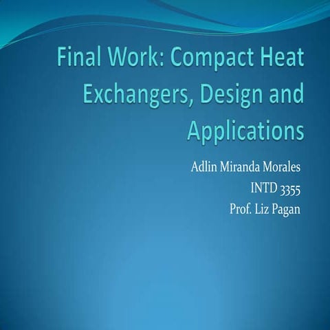 Compact Heat Exchangers | PPTX