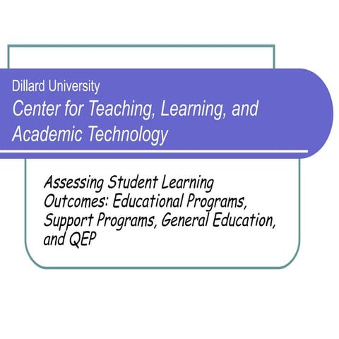 DU CTLAT Presentation Assessing Student Learning Outcomes Educational Program...