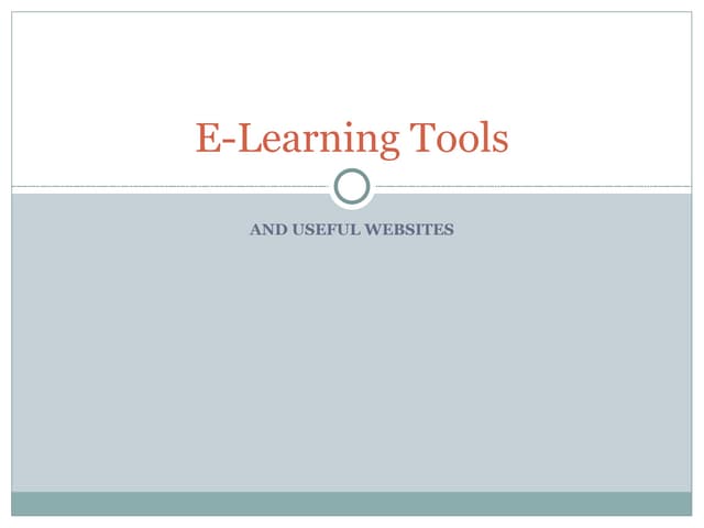 E-Learning Tools for Teachers