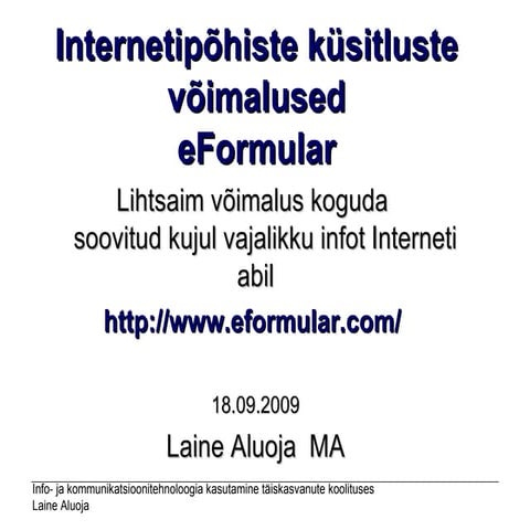eFormular  - küsimustiku loomine