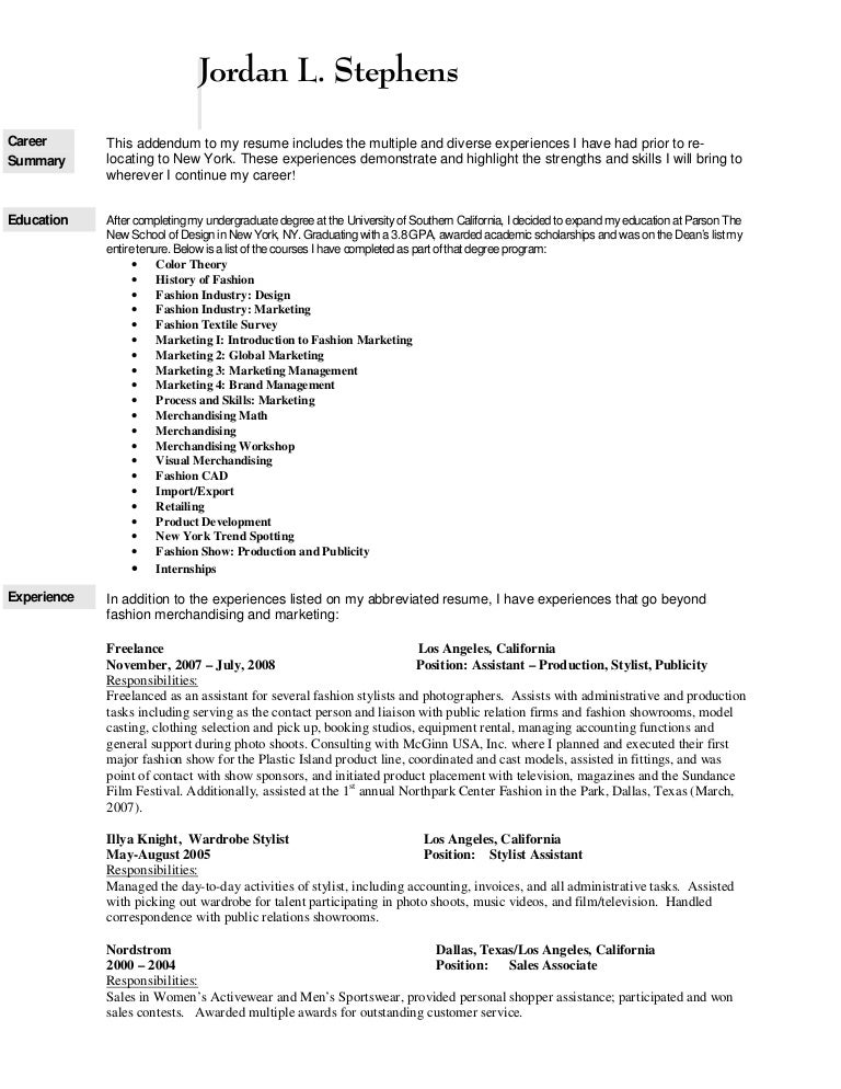 addendum to resumes