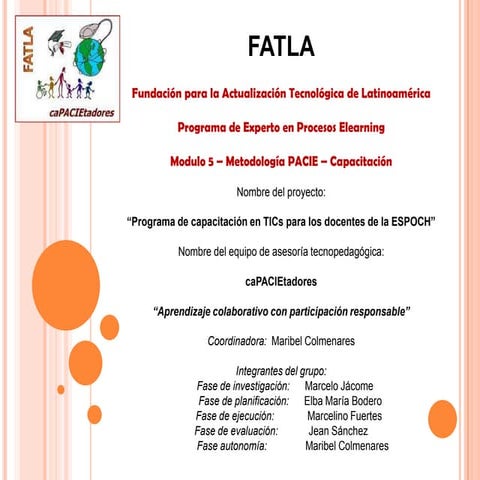Programa de capacitación en TICs para los docentes de la ESPOCH - FASE PLANIFICACION