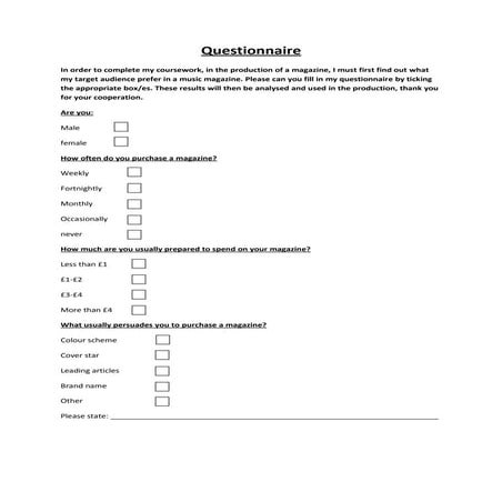 Blank Questionnaire | DOCX