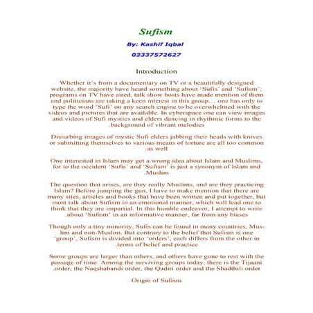Sufism - The True Spirit of Islam | PDF