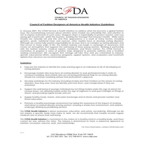 Cfda health initiative guidelines