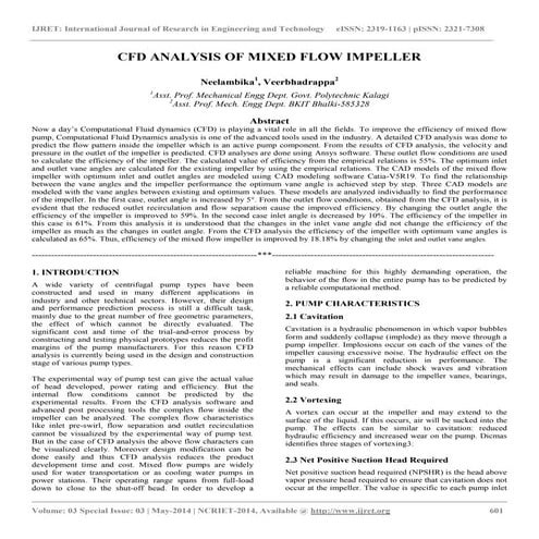 Cfd analysis of mixed flow impeller | PDF