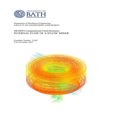 CFD Coursework: An Investigation on a Static Mixer | PDF