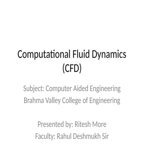 Advanced computational fluid dynamics | PDF