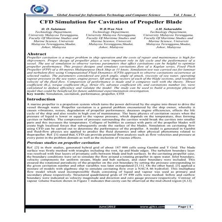 Cfd simulation for cavitation of propeller blade gjitcs