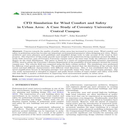 Cfd simulation for wind comfort and safety