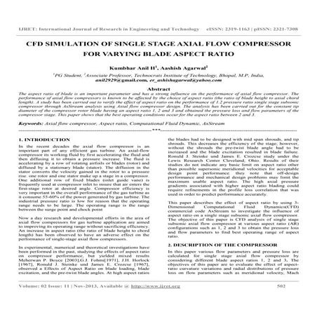 Cfd simulation of single stage axial flow compressor