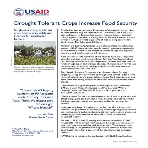 Drought Tolerant Crops Increase Food Security
