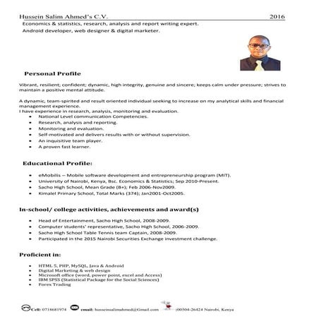 Hussein Salim CV 2016 (1) | PDF