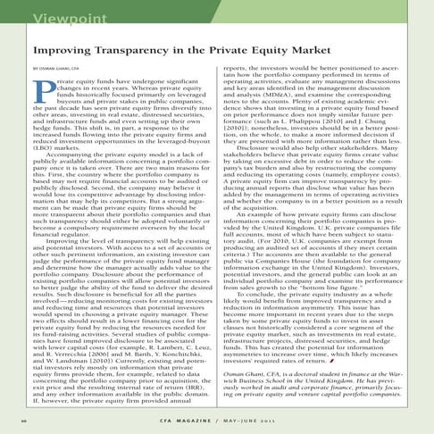 Transparency in the Private Equity Market