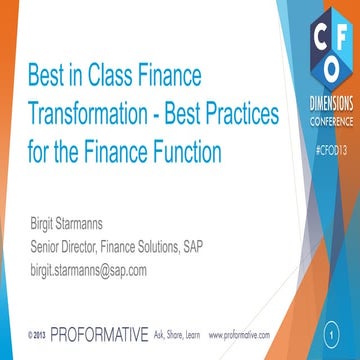 Best in Class Finance Transformation - Best Practices for the Finance Function