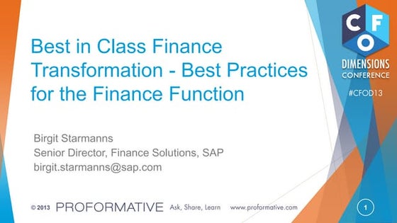 Best in Class Finance Transformation - Best Practices for the Finance Function