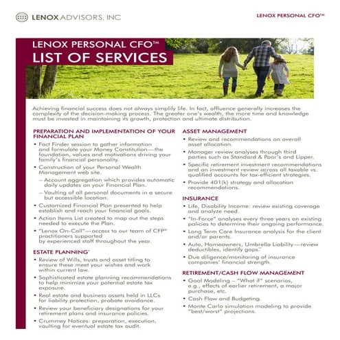 CFO List of Services