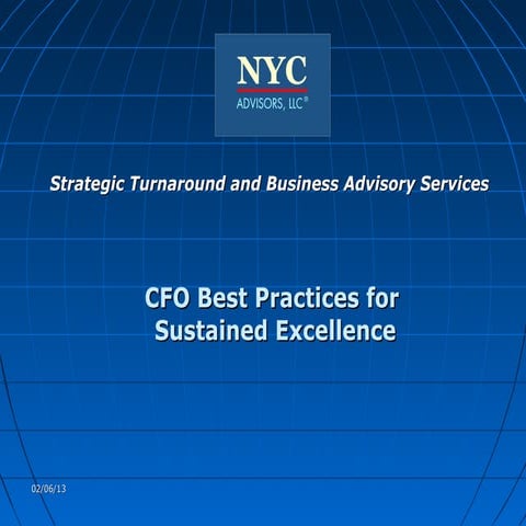 CFO - How to sustain excellence in your company, by NYC Advisors, LLC