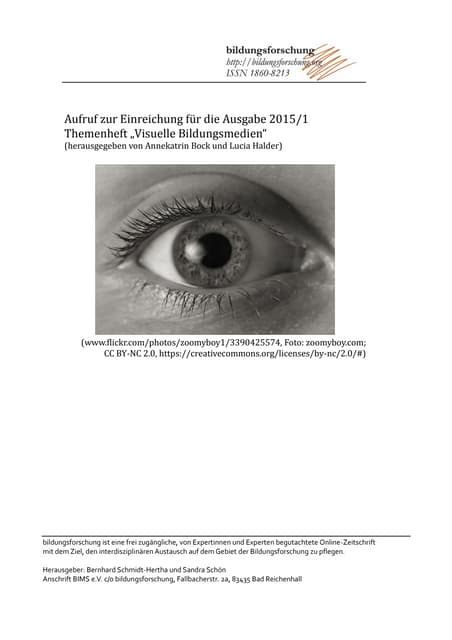 Aufruf für Einreichungen: Visuelle Bildungsmedien (1/2015 Zeitschrift bildungsforschung) - Frist 1.9.2015