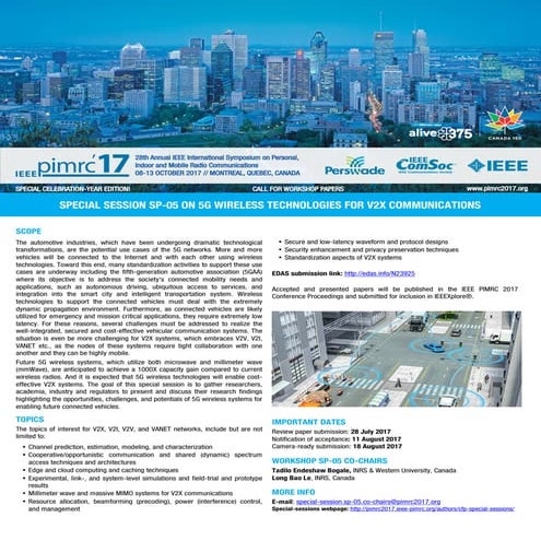 5G WIRELESS TECHNOLOGIES FOR V2X COMMUNICATIONS