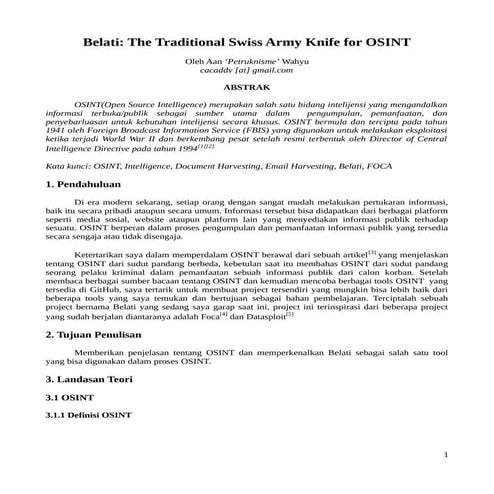 (paper) Belati: The Traditional Swiss Army Knife for OSINT