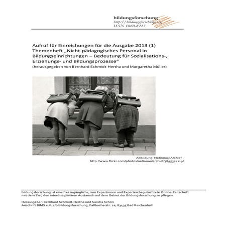 Aufruf für Beiträge: Nicht-pädagogisches Personal in Bildungseinrichtungen (b...